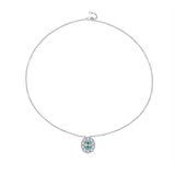 Paraba Blue Oval Moissanite Pendant Necklace in Sterling Sil - Front View - FITINY Jewelry