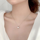 S925 Moissanite Classic Four-Prong Pendant, Minimalist Collarbone Chain Jewelry Pendant Necklace for Women