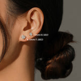 Round Moissanite Stud Earrings in Sterling Silver – Minimali - Side View - FITINY