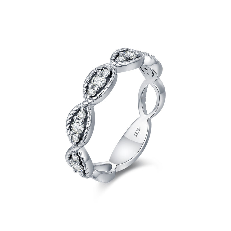 Twisted Rope Moissanite Ring in Sterling Silver – Vintage-In - Front View - FITINY Jewelry