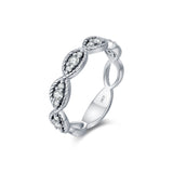 Top-down view highlighting rope twist pattern and smooth matte silver finish