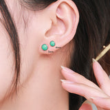 Geometric Turquoise Stud Earrings in Sterling Silver - Detail View - FITINY Jewelry