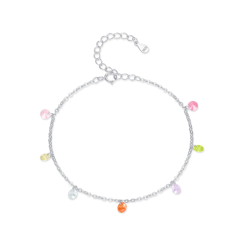 Geometric Crystal Charm Bracelet in Sterling Silver – Stacka - Front View - FITINY Jewelry