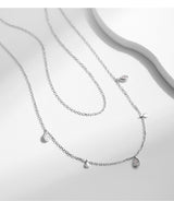 Geometric Double-Layer Drop Pendant Necklace in Sterling Silver with Moissanite
