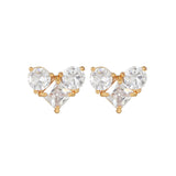 16 Pairs Pink Heart Stud Hoop Huggies Drop Earrings Set, 18K Gold Plated Stacking CZ & Pearl Designs, Planet Snowflake Moon Star