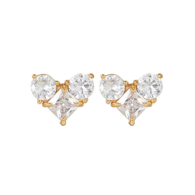 16 Pairs Pink Heart Stud Hoop Huggies Drop Earrings Set, 18K Gold Plated Stacking CZ & Pearl Designs, Planet Snowflake Moon Star