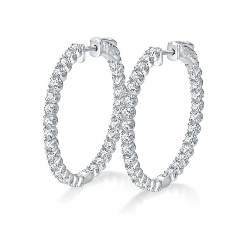Geometric Circle Stud Earrings in Sterling Silver with Premi - Front View - FITINY Jewelry