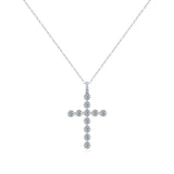 Geometric Cross Necklace with VVS1 Moissanite Stones in Ster - Front View - FITINY Jewelry