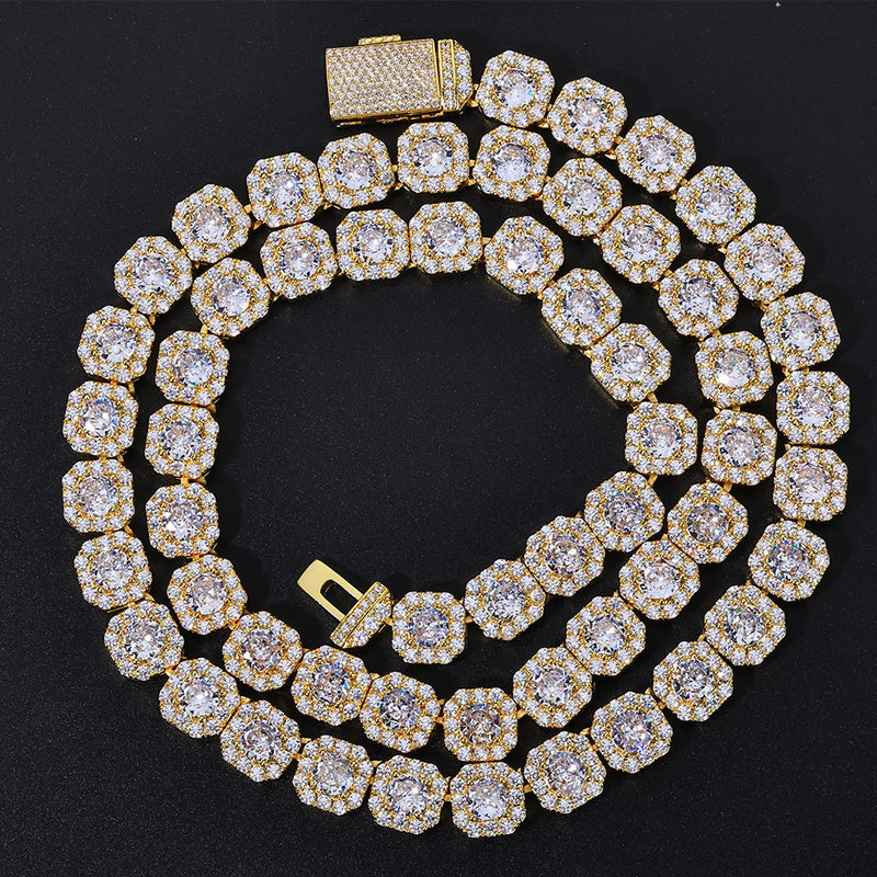 Geometric Square Ice Sugar Chain Necklace with Cubic Zirconi - Front View - FITINY Jewelry