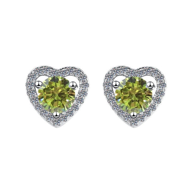 S925 Colorful Moissanite/CZ Heart Shape Halo Stud Earrings, 0.5ct D-Grade VVS Certificate, Hypoallergenic Sterling Silver Gift - FITINY Jewelry