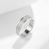 S925 Moissanite Matching Couple Eternity Bands Wedding Rings, Two-Row 1ct & Three-Row 1.8ct, D-Grade VVS, 18K White Gold Plated Unisex Rings