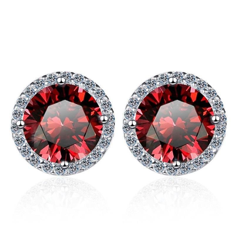 S925 Multicolor Moissanite Halo Stud Earrings, Sterling Silver 10 Color Round-Cut Certificated Moissanite Jewelry for Men & Women, Simple & Stylish Gift for Wedding, Birthday, Anniversary - FITINY Jewelry