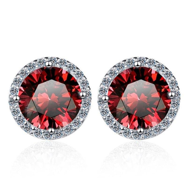 S925 Multicolor Moissanite Halo Stud Earrings, Sterling Silver 10 Color Round-Cut Certificated Moissanite Jewelry for Men & Women, Simple & Stylish Gift for Wedding, Birthday, Anniversary - FITINY Jewelry