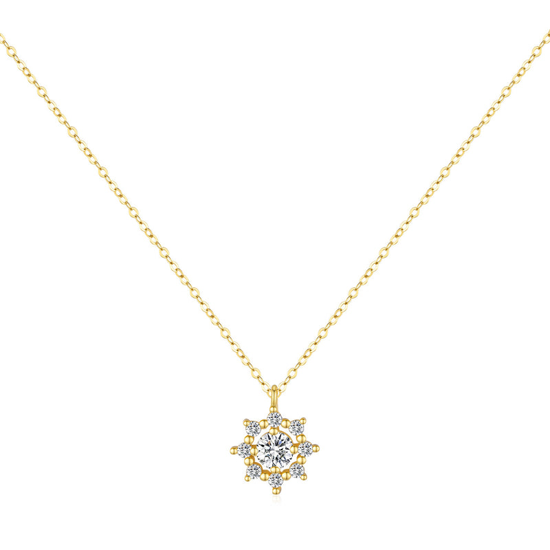 Snowflake Pendant Necklace in Sterling Silver with Sparkling - Front View - FITINY Jewelry