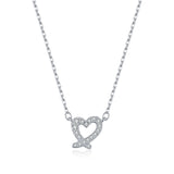 Irregular Heart Pendant Necklace in Sterling Silver with Moi - Front View - FITINY Jewelry