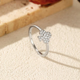 Floral梅花-Inspired Sterling Silver Ring with Moissanite Accen - On Model View - FITINY
