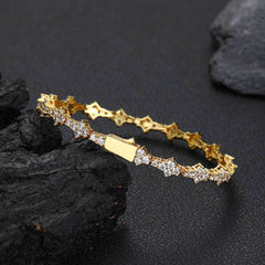 Geometric Tennis Chain Bracelet with Zirconia Stones in Gold - Front View - FITINY Jewelry