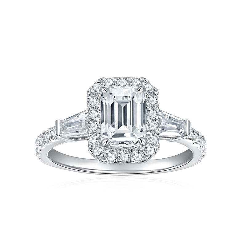 Emerald-Cut Moissanite Ring in 18K Gold-Plated Sterling Silv - Gift Box - FITINY Jewelry