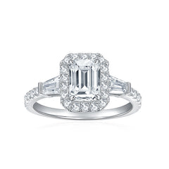 Emerald-Cut Moissanite Ring in 18K Gold-Plated Sterling Silv - Gift Box - FITINY Jewelry