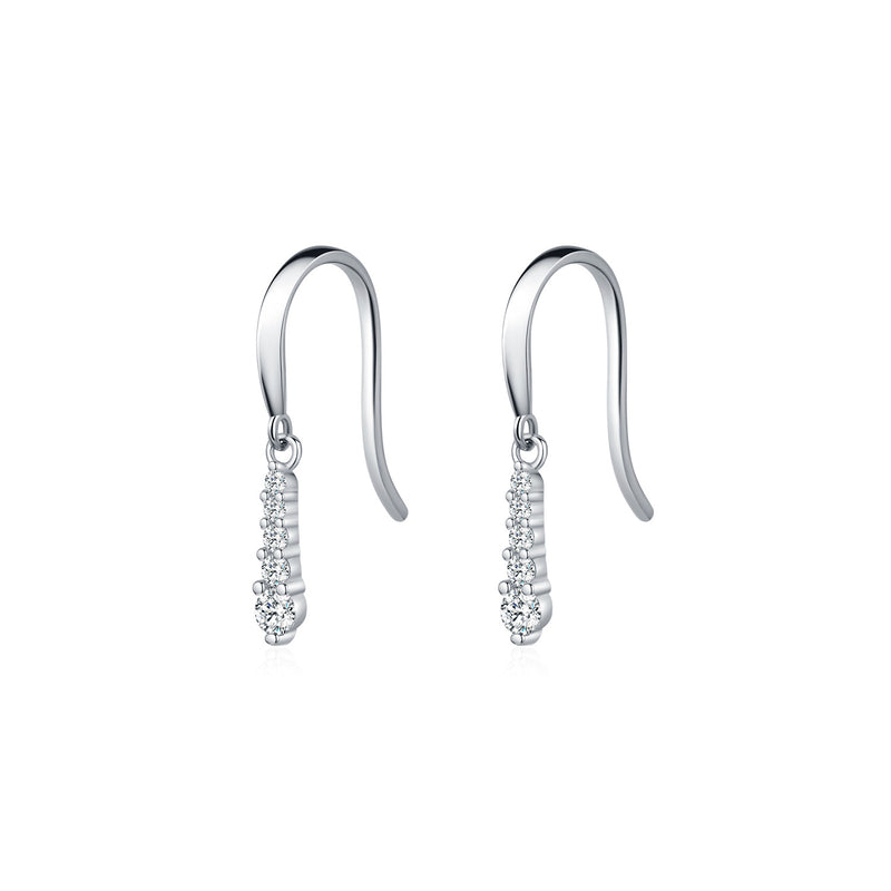 Waterdrop Moissanite Drop Earrings in Sterling Silver - Front View - FITINY Jewelry