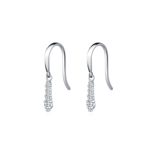 Waterdrop Moissanite Drop Earrings in Sterling Silver - Front View - FITINY Jewelry