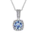 S925 Colorful Moissanite Pendant Necklace with Pavé-Set Halo & Hoop, 1ct D-Grade VVS1 Moissanite in 12 Dazzling Colors with GAR Certification, Sterling Silver Necklace