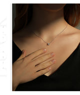 Geometric Moissanite Pendant Necklace in Sterling Silver – D - Front View - FITINY Jewelry
