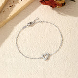 Heart-Shaped Moissanite Bracelet in Sterling Silver for Wome - On Model View - FITINY