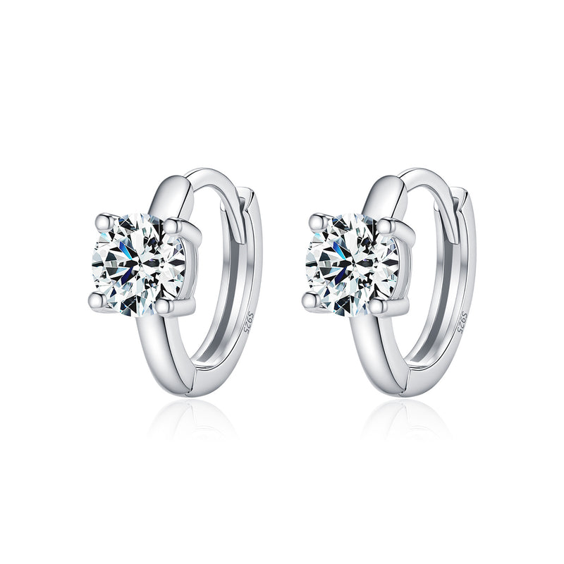 Geometric Moissanite Hoop Earrings in Sterling Silver – Ligh - Front View - FITINY Jewelry