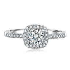 S925 Multicolor Moissanite Cushion Halo Adjustable Rings with Pavé-Set Band & Square Accents, 0.5ct-2ct D-Grade VVS Certificate, 12 Vibrant Colors, Sterling Silver Jewelry - FITINY Jewelry
