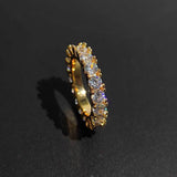 4mm Geometric Hip Hop Ring with Cubic Zirconia Stones in Gol - Side View - FITINY