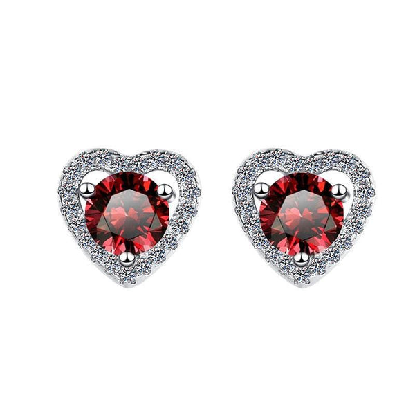 S925 Colorful Moissanite/CZ Heart Shape Halo Stud Earrings, 0.5ct D-Grade VVS Certificate, Hypoallergenic Sterling Silver Gift - FITINY Jewelry