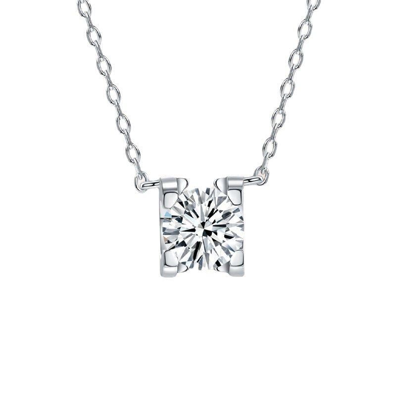 Bull Pendant Necklace with Lab-Created Moissanite – Sterling - Front View - FITINY Jewelry