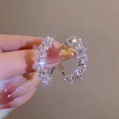 Dazzling Irregular Crystal Circle Hoop Earrings with S925 St - Gift Box - FITINY Jewelry