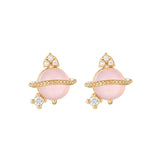 16 Pairs Pink Heart Stud Hoop Huggies Drop Earrings Set, 18K Gold Plated Stacking CZ & Pearl Designs, Planet Snowflake Moon Star