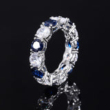 S925 Geometric Stackable Band CZ Ring, 5mm Cubic Zirconia, Sterling Silver Retro Statement Ring for Men and Women - Fitiny
