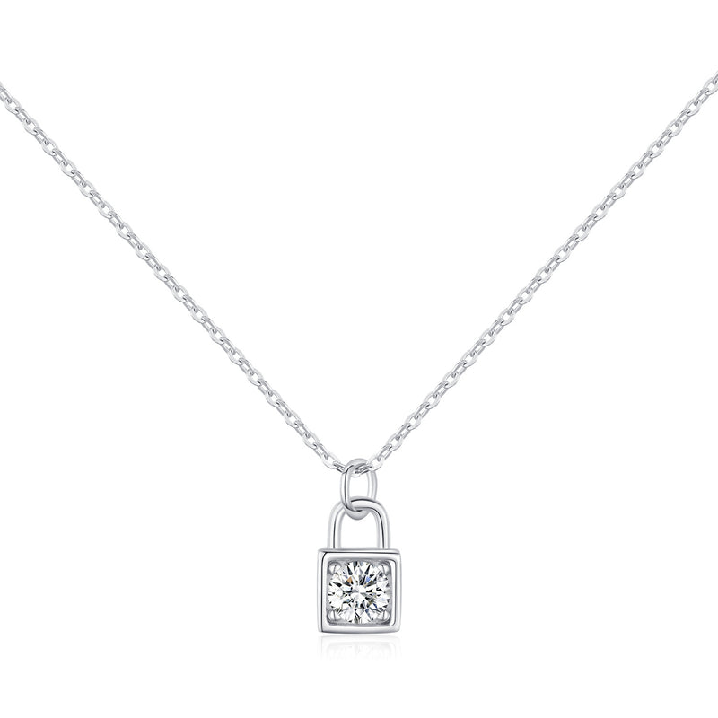 D-Color Moissanite Pendant Necklace in Sterling Silver – Del - Front View - FITINY Jewelry