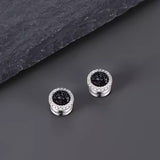 Multicolor Crystal Cluster Magnetic Round Halo Stud Earrings for Men Women, 6mm Round Crystal Inlaid Magnetic Earrings Non-Piercing Clip On Stud Earring - Fitiny