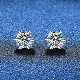 S925 Magnetic Moissanite / CZ Stud Earrings for Men Women, 1ct 6.5mm 6-Prong Round Cut, Inlaid Magnetic Earrings Non-Piercing Clip On Stud Earring
