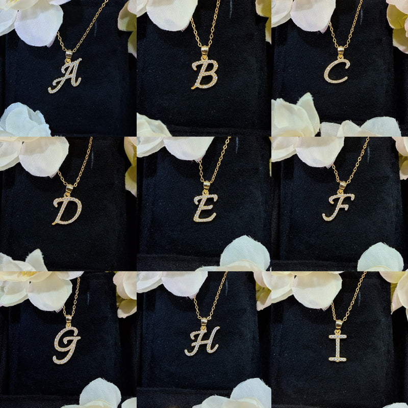 Personalized Alphabet Pendant Necklace — Moissanite Accent o - Front View - FITINY Jewelry