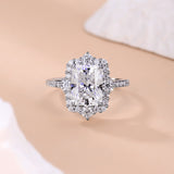 4-Carat Moissanite Solitaire Ring in White Gold-Plated Sterl - On Model View - FITINY