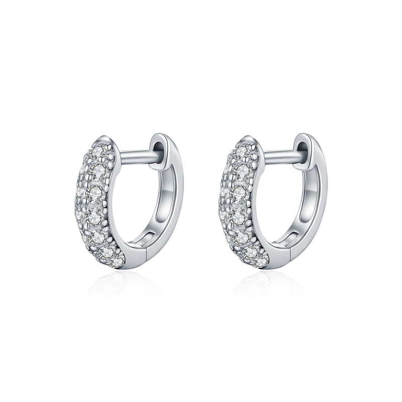 Geometric Moissanite Hoop Earrings in Sterling Silver - Front View - FITINY Jewelry