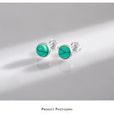 Geometric Turquoise Stud Earrings in Sterling Silver - Front View - FITINY Jewelry