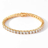 Hip Hop Iced Out Tennis Chain Bracelet, 18K Gold & White Gold Plated, 3–6mm CZ Iced Out Bling Jewelry