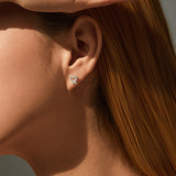 Asymmetrical Heart Stud Earrings in Sterling Silver with Moi - Side View - FITINY