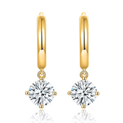 Classic Four-Prong Moissanite Hoop Earrings – 5mm Round Ston - Detail View - FITINY Jewelry