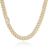 White gold Cuban chain necklace displayed on velvet jewelry tray