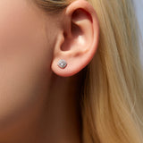 Close-up of moissanite stone detail and prong setting in S925 silver