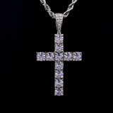 Oversized Hip Hop Cross Necklace for Men – White Gold Plated - Front View - FITINY Jewelry
