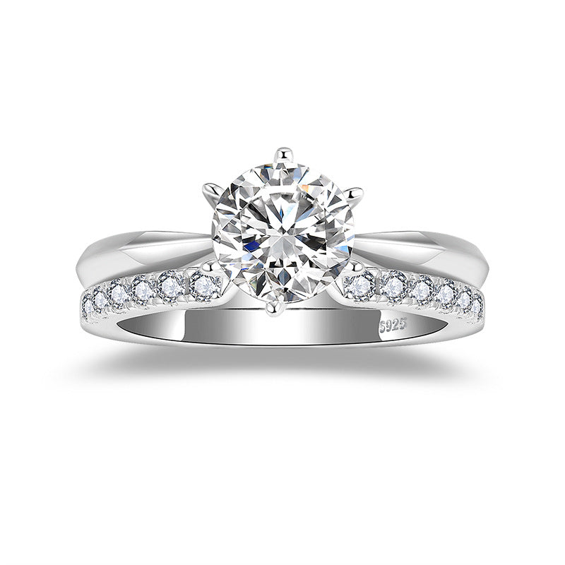 FITINY Stackable Open Ring Set – Sterling Silver with 18K Gold Plating & Lab-Cut Moissanite Stones